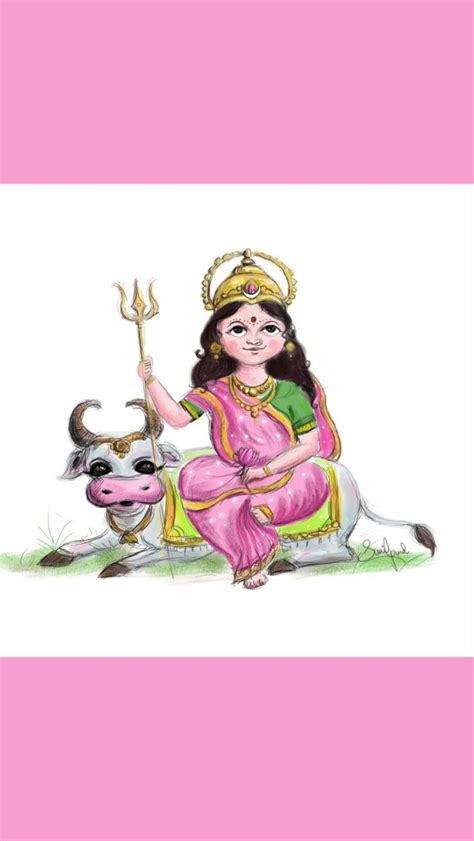 Happy Navratri - Maa shailputri, Durga maa, day 1 Digital illustration of Devi durga 🌺 Durga ...