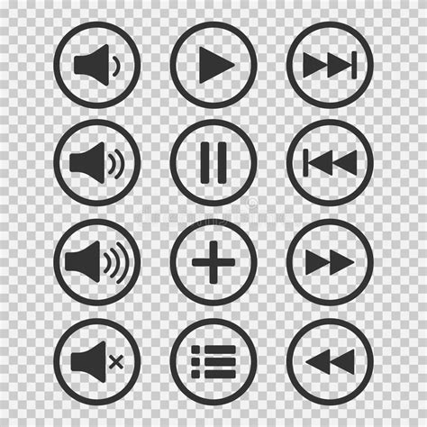 Audio icons. Sound buttons. Play button. Pause sign. Symbol for web or ...