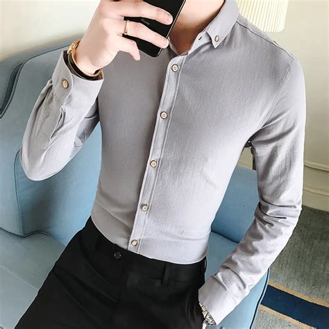 Men French Cufflinks Shirt 2018 New Men's Shirt Long Sleeve Casual Male ...