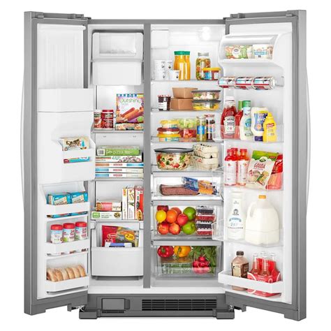 Whirlpool 36 in. 24.6 cu. ft. Side-by-Side Refrigerator with Ice & Water Dispenser - Stainless ...