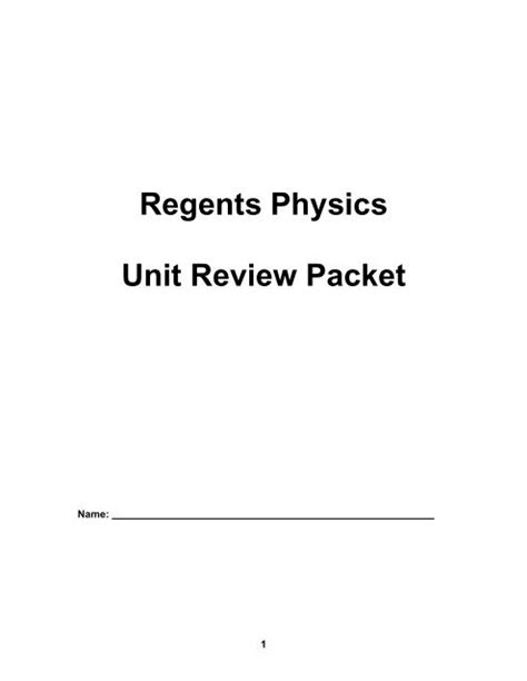 Regents physics unit review packet - Myschoolpages.com