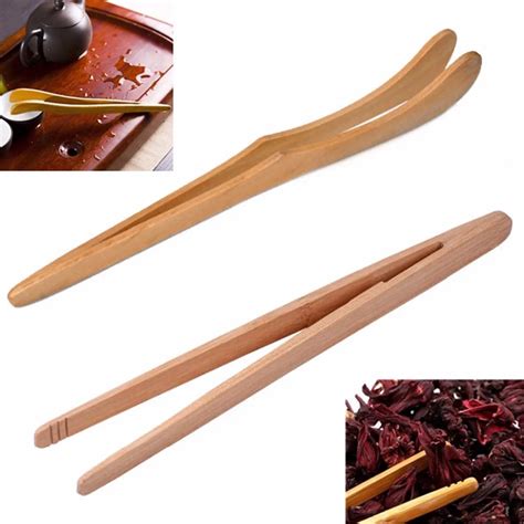 Bamboo Wood Wooden Food Toast Tongs Toaster Bacon Sugar Ice Tea Tong ...