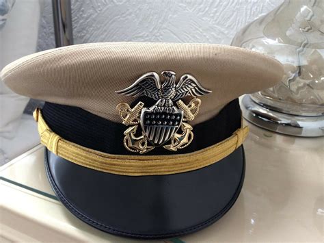 US Navy Officer's Cap Dress Khaki UNIFORM Hat w. Officer Cap | eBay