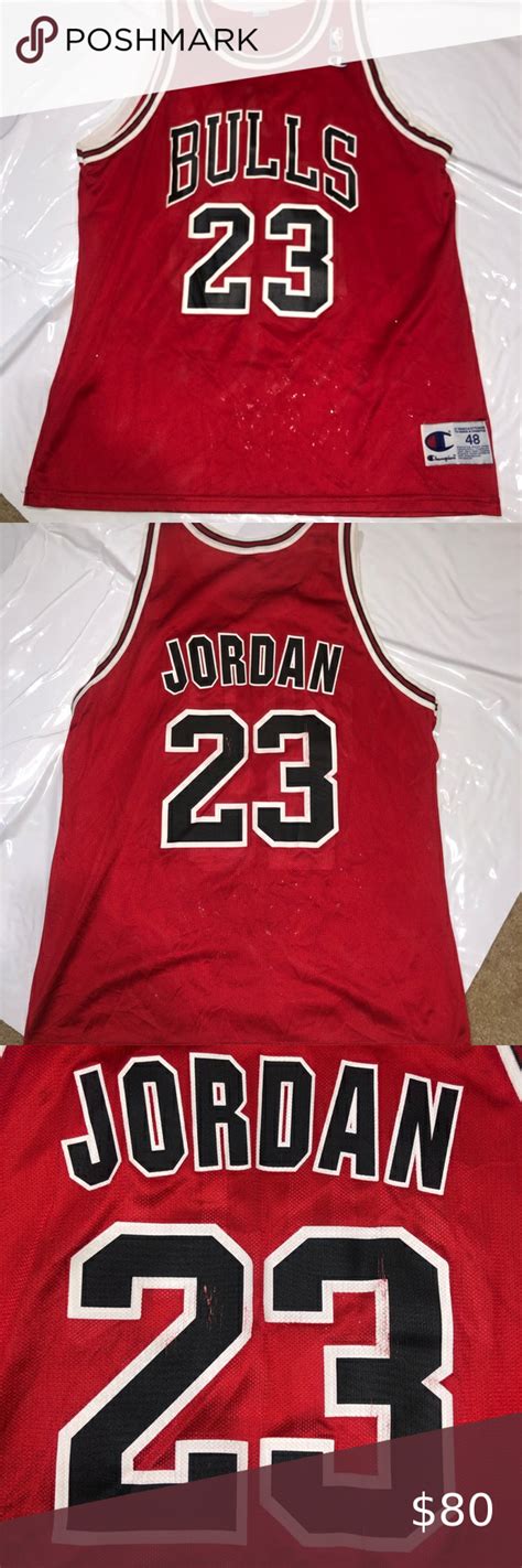 Champion Michael Jordan #23 Jersey Red size 48 Flaws are shown in the pictures! Champion Other ...