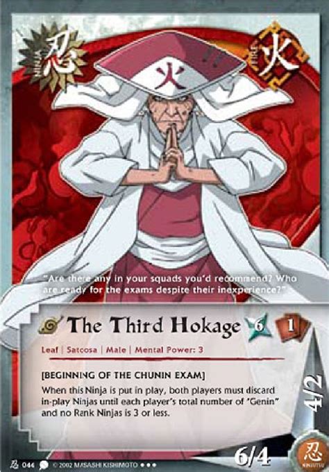 the third hokage card has an image of a man in a red hat