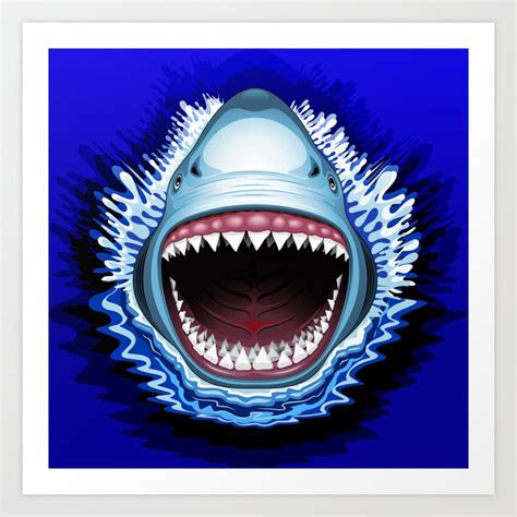 Shark Attack Art Print by BluedarkArt | Society6