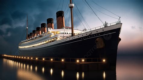 The Titanic Is In The Water In The Evening Background, Picture Of ...