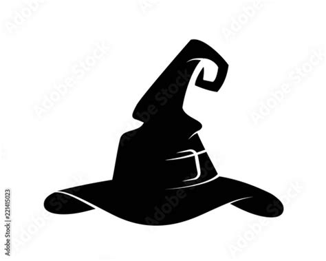 Black silhouette of halloween witch hat. Vector illustration Stock ...