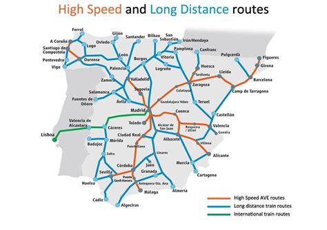 Spain high speed rail map - Spain high speed train map (Southern Europe - Europe)