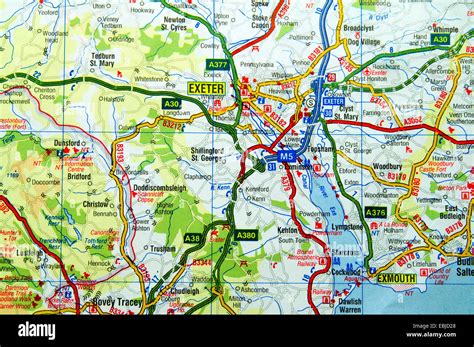 Road Map of Devon, England Stock Photo - Alamy