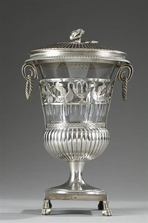 Early+19th+century+candy+dish+in+silver+and+crystal.+Its+silver+lid+is ...