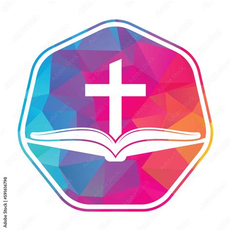 Book church logo design icon. Bible Church logo design vector. Cross and Holy Bible logo. Stock ...