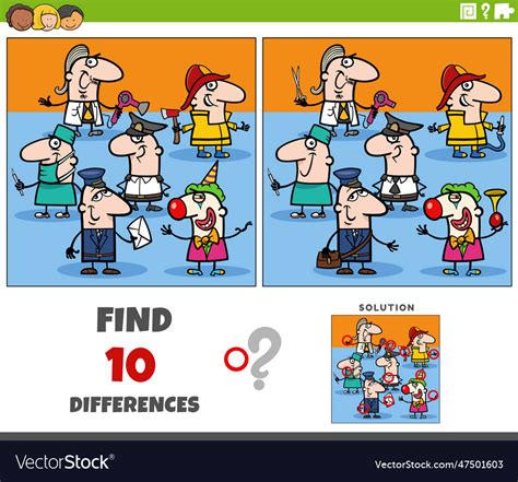 Differences activity with cartoon people Vector Image