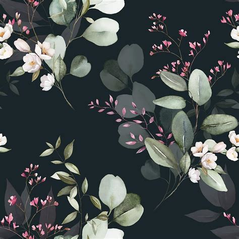 MuralPeel Black Flowers Leaf Floral Peel and Stick Wallpaper Self Adhesive Removable Easy Peel ...