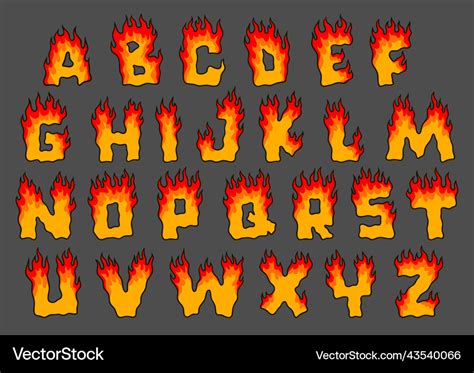 Alphabet fire cartoon Royalty Free Vector Image