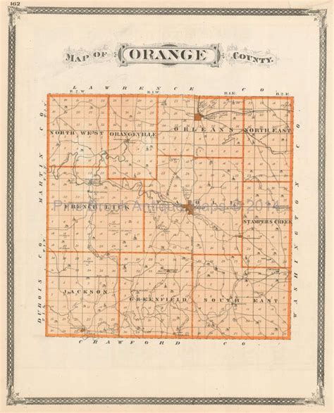 Orange County Indiana Antique Map Authentic Decor History - Etsy