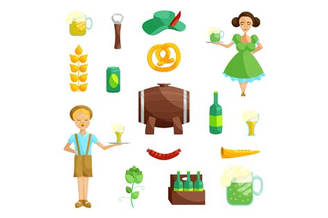 Oktoberfest Icons Set, Cartoon Style Graphic by ylivdesign · Creative ...