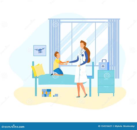 Cartoon Flat Doctor Visit Child in Hospital Ward Stock Vector - Illustration of examination ...