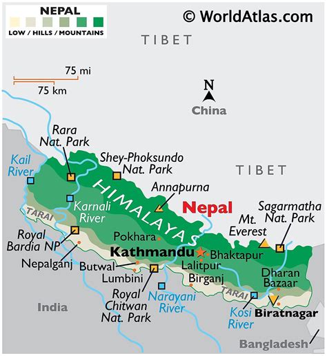 Nepal Physical Map By Maps Com From Maps Com Worlds Largest Map Store ...