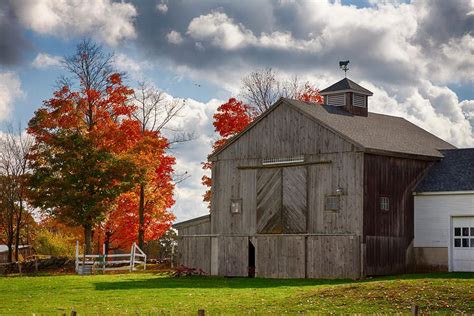 Autumn fall colors turn next to grey barn by Jeff Folger | Fall colors, Barn, Old barns