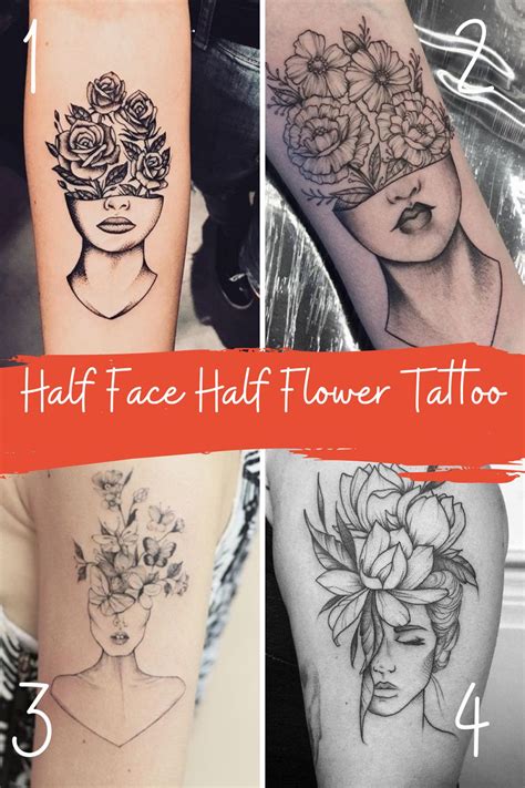 Unique Half Face Half Flower Tattoo Ideas - TattooGlee | Tattoos for women half sleeve, Sleeve ...