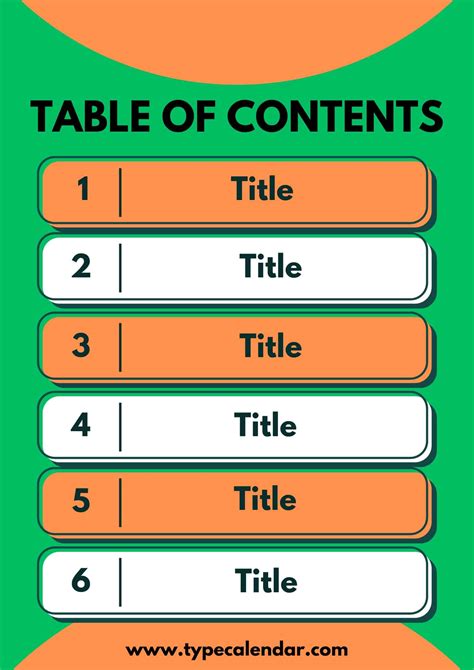 Free Printable Table Of Contents Templates - Blank TOC Examples [PDF]