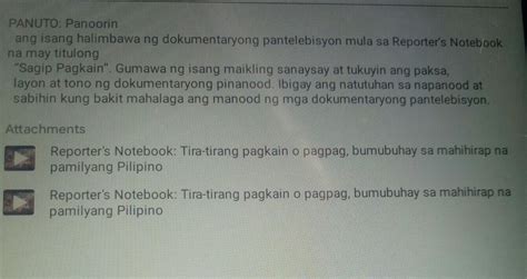 panoorin ang isang halimbawa ng dokumentaryong pantelebisyon mula sa reporter's notebook na may ...