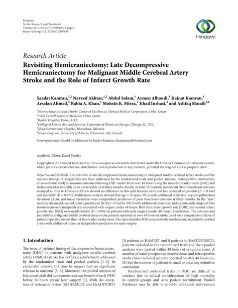 (PDF) Revisiting Hemicraniectomy: Late Decompressive Hemicraniectomy ...