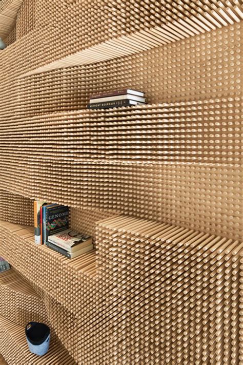 Standing Out: 3-D Dowel Walls | Peg wall, Interior design inspiration, Wood design