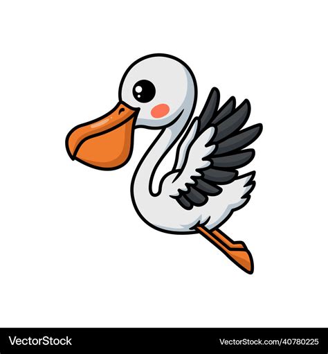 Cute pelican bird cartoon flying Royalty Free Vector Image