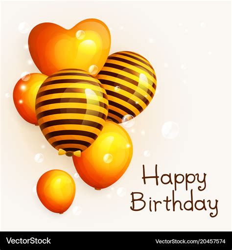 Bunch of birthday yellow balloons with pattern Vector Image