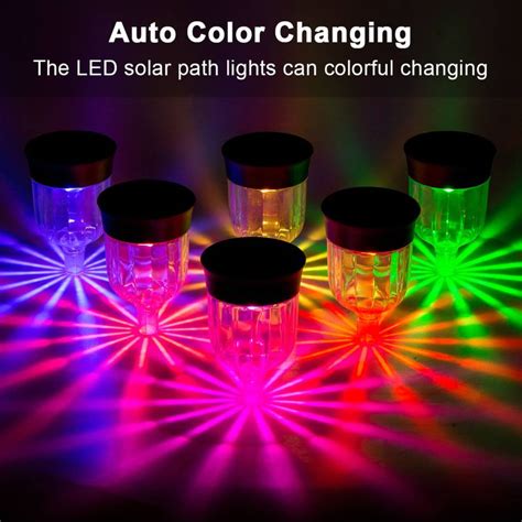 Auto color changing led solar path lights can be changing color. | Solar landscape lighting ...