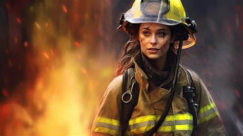 Premium AI Image | a woman wearing a firefighter uniform