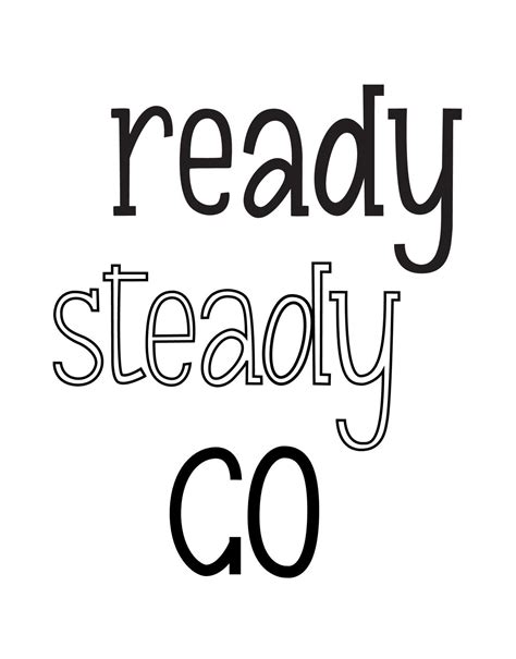 Ready steady go different type lettering in black on a white backround 8054885 Vector Art at ...