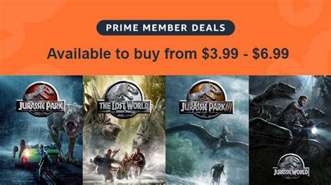 All 4 Jurassic Park/World movies are on sale for $6.99 or less for ...