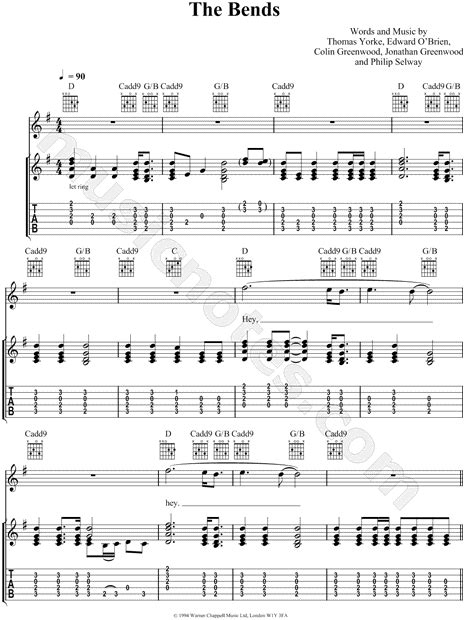 Radiohead "The Bends" Guitar Tab in E Minor - Download & Print - SKU: MN0058691