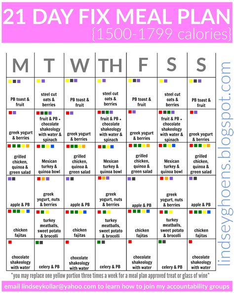 21 Day Fix Meal Plan Printable - Printable Templates