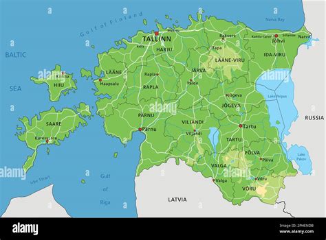 Highly detailed Estonia physical map with labeling Stock Vector Image & Art - Alamy