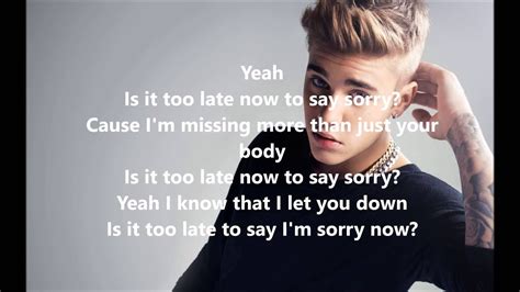 Justin Bieber - Sorry ( LYRICS VIDEO ) - YouTube