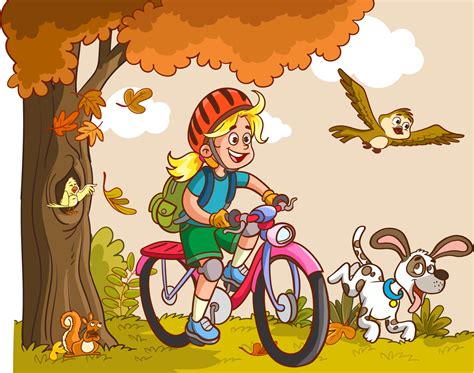 cute boy riding bike to school cartoon vector 15584125 Vector Art at Vecteezy