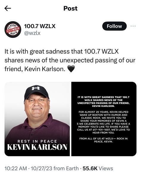 RIP Kevin Karlson from 100.7 WZLX : r/boston