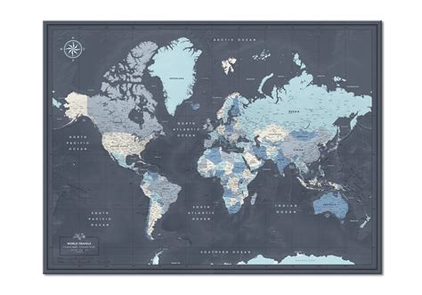 Push Pin World Map, Digital File, Canvas World Map Wall Art, World Map ...