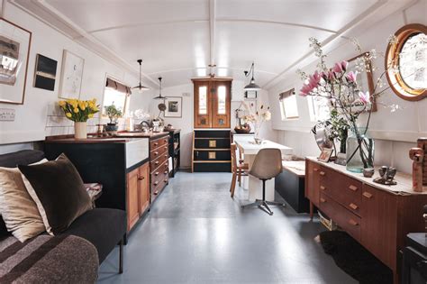 Solar-powered houseboat boasts spectacular interior design