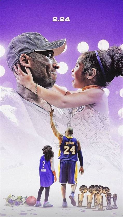 kobe bryant and gigi wallpaper photo collage gigi hugging kobe five championship trophies two ...