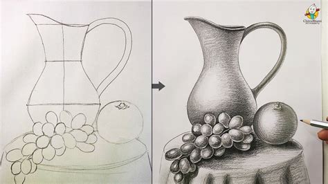 Still Life Drawing for Beginners Easy Step by Step with Pencil Shading | How To Draw a Jug ...