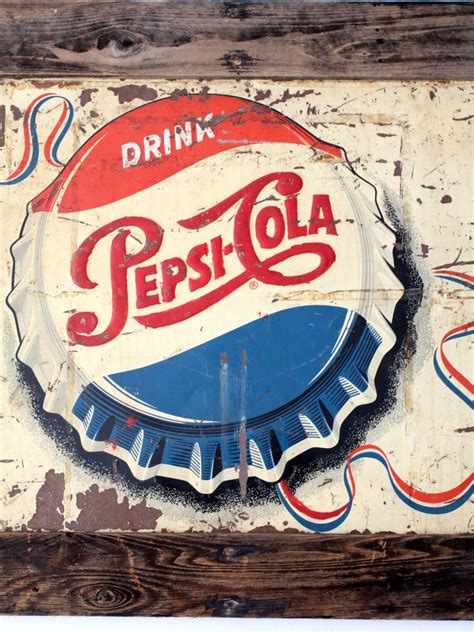 Vintage 1950s Pepsi Cola sign with barn wood frame | Etsy