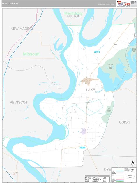 Lake County, TN Wall Map Premium Style by MarketMAPS - MapSales.com