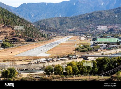 Paro, Bhutan. Paro Airport Runway and Hills Stock Photo - Alamy