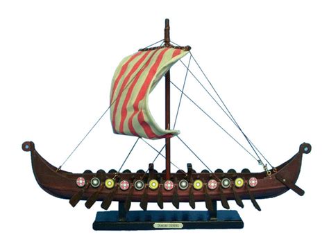 Wholesale Wooden Viking Drakkar Model Boat 14in - Hampton Nautical