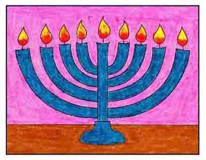 Easy How to Draw a Menorah Tutorial and Menorah Coloring Page | Kids ...